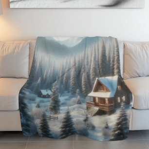 Winterhütte im Wald Fleecedecke