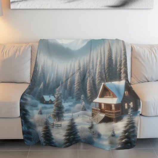 Winterhütte im Wald Fleecedecke