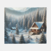 Winterhütte im Wald Fleecedecke (Vorderseite (Horizontal))