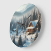 Winterhütte im Wald Große Wanduhr (Winkel)