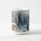 Winterhütte im Wald Kaffeetasse (Mittel)