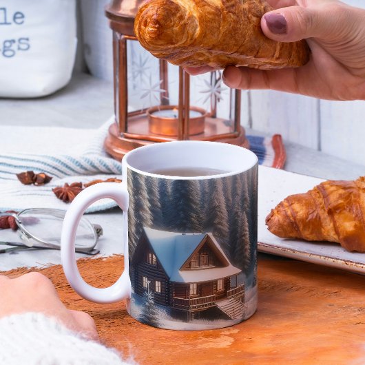 Winterhütte im Wald Kaffeetasse