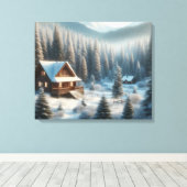 Winterhütte im Wald Leinwanddruck (Insitu (Holzboden))