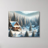 Winterhütte im Wald Leinwanddruck (Vorderseite)