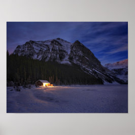 Winterhütte im Wald Poster
