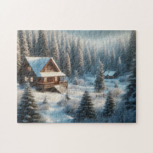 Winterhütte im Wald Puzzle (Horizontal)