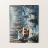 Winterhütte im Wald Puzzle (Vertikal)