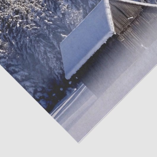 Winterhütte in einem Nebelland Seidenpapier (Ausschnitt)