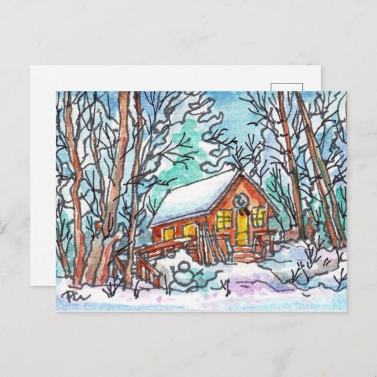 Winterhütte Postkarte (Vorne/Hinten)