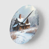 Winterhütte Runde Wanduhr (Winkel)