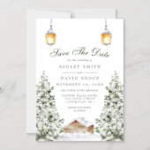 Winterhütte Save The Date Magnet | Rustikaler Schn (Vorderseite)