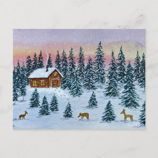 Winterhütten-Grußkarte Postkarte