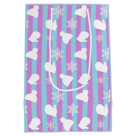 Winterhütten, Weihnachtsmilben, weiße Schneeflocke Mittlere Geschenktüte (Rückseite)