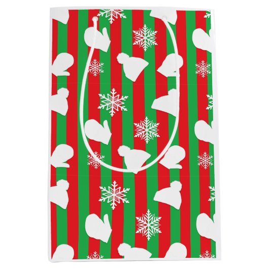 Winterhütten, Weihnachtsmilben, weiße Schneeflocke Mittlere Geschenktüte (Vorderseite)