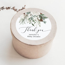 Winterimmergrüne Pinienbäume Babydusche Runder Aufkleber