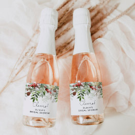 Winterimmergrünes Brautparty Sparkling Weinkeller Schaumweinetikett