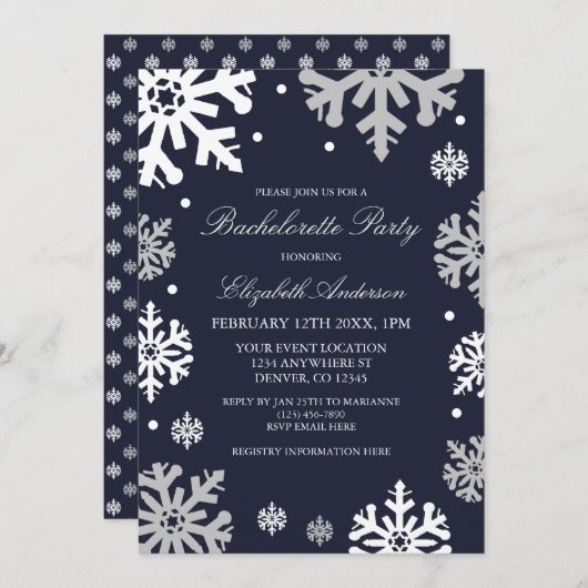 Winterischer Junggeselinnen-Abschied Einladung (Vorne/Hinten)
