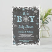 Winterjunge Dusche Schneeflocke Einladung (Stehend Vorderseite)