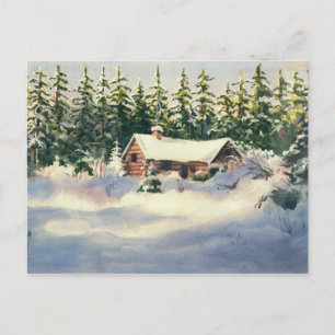 WINTERKABIN IM SCHNEE VON SHARON SHARPE POSTKARTE