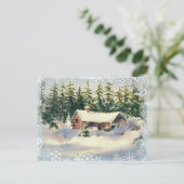 WINTERKABIN IM SCHNEE VON SHARON SHARPE POSTKARTE (Stehend Vorderseite)