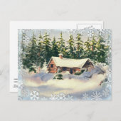 WINTERKABIN IM SCHNEE VON SHARON SHARPE POSTKARTE (Vorne/Hinten)