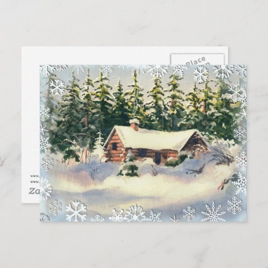 WINTERKABIN IM SCHNEE VON SHARON SHARPE POSTKARTE (Vorne/Hinten)