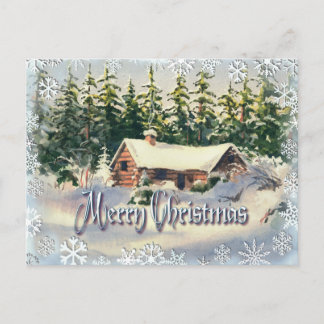 WINTERKABIN IM SCHNEE VON SHARON SHARPE POSTKARTE