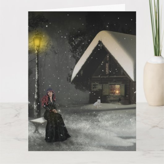 WINTERKABIN SCHNEE GEBURTSTAGSKARTEN FÜR SIE KARTE (Vorderseite)