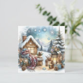 Winterkabine Grußkarte (Stehend Vorderseite)