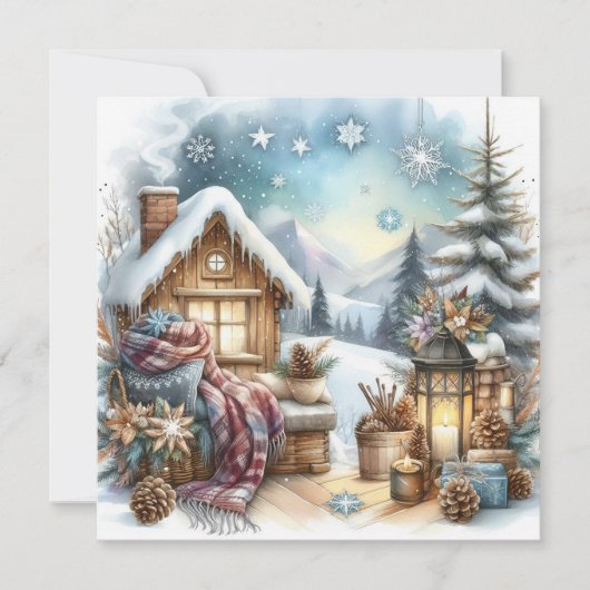 Winterkabine Grußkarte (Vorderseite)
