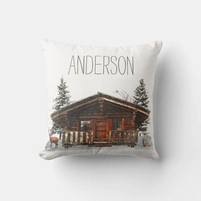 Winterkabine mit Name Kissen (Vorderseite)
