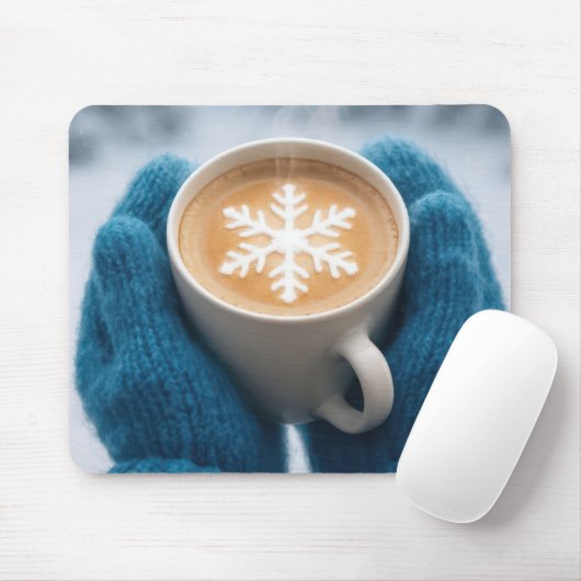 Winterkaffee mit Handschuhen und Schneeflocke Mousepad (Mit Mouse)