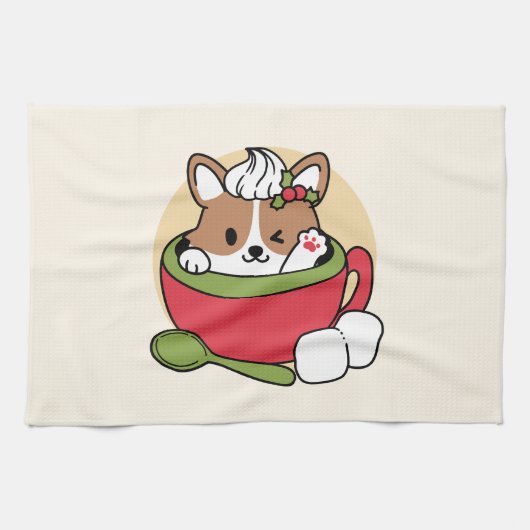 Winterkakaoglas - Niedlicher Hund im Design von Ta Geschirrtuch (Horizontal)