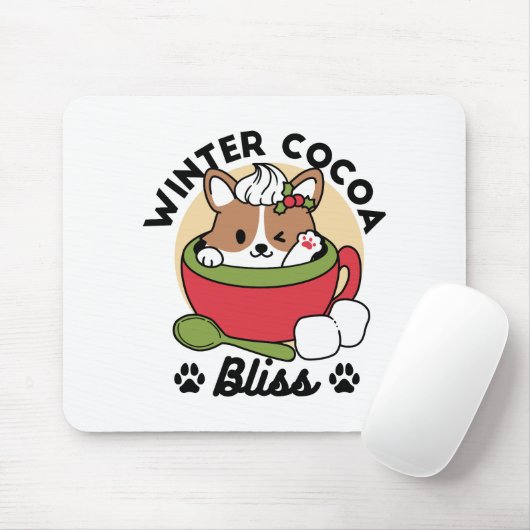 Winterkakaoglas - Niedlicher Hund im Design von Ta Mousepad (Mit Mouse)