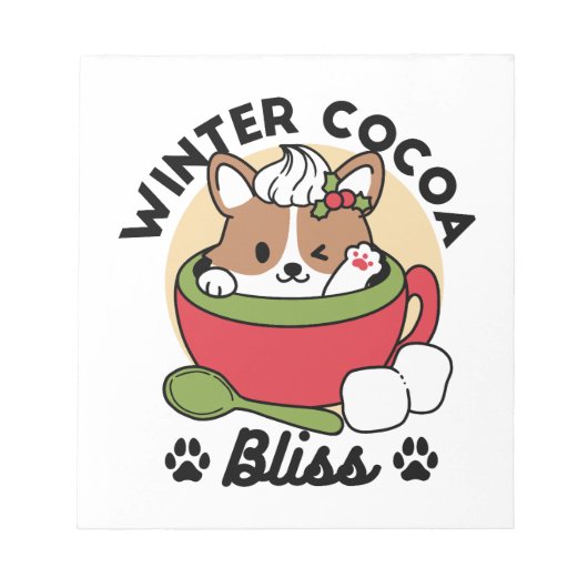 Winterkakaoglas - Niedlicher Hund im Design von Ta Notizblock (Vorderseite)
