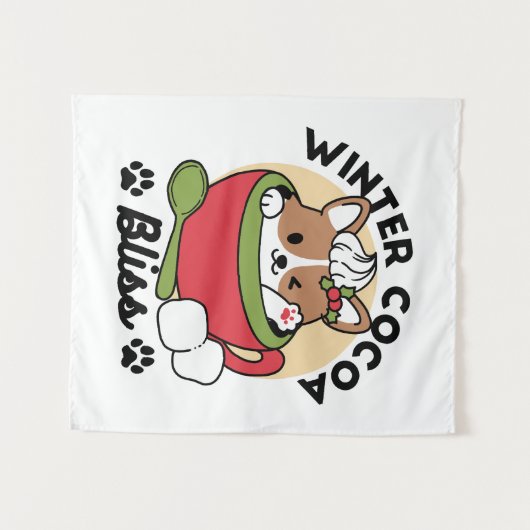 Winterkakaoglas - Niedlicher Hund im Design von Ta Wandteppich (Vorderseite (Horizontal))