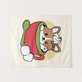 Winterkakaoglas - Niedlicher Hund im Design von Ta Wandteppich (Vorderseite (Horizontal))