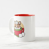 Winterkakaoglas - Niedlicher Hund im Design von Ta Zweifarbige Tasse (Vorderseite Links)