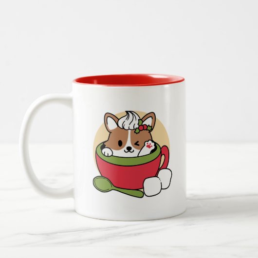 Winterkakaoglas - Niedlicher Hund im Design von Ta Zweifarbige Tasse (Links)