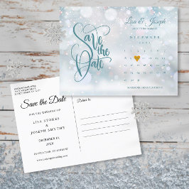 Winterkalender Gold Herzstück Save the Date Ankündigungspostkarte