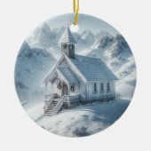 Winterkapelle in den Bergen Keramik Ornament (Vorne)