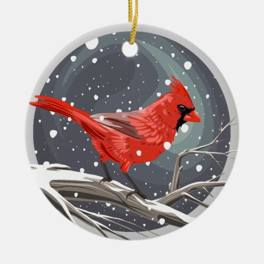 Winterkardinal Keramik Ornament (Vorne)