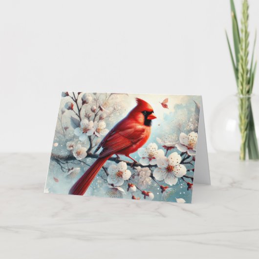 Winterkardinal mit Blumen Weihnachten (Vorderseite)