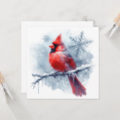 Winterkardinal mit Schneeflocken auf eisigem Ast Karte (Vorderseite/Rückseite Beispiel)