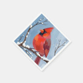 Winterkardinal Rotvogel Aquarellmalerei Serviette (Ecke)