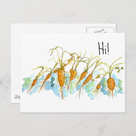 Winterkarotten Gemüsegarten Wasserfarbe Hallo Postkarte (Vorne/Hinten)