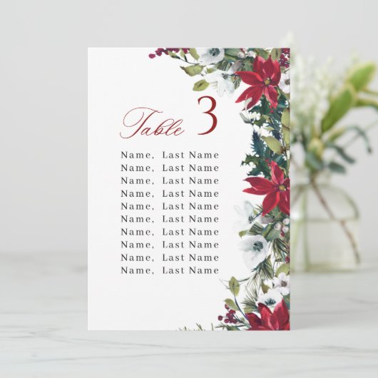 Winterkarten für Hochzeiten Tischnummer (Stehend Vorderseite)