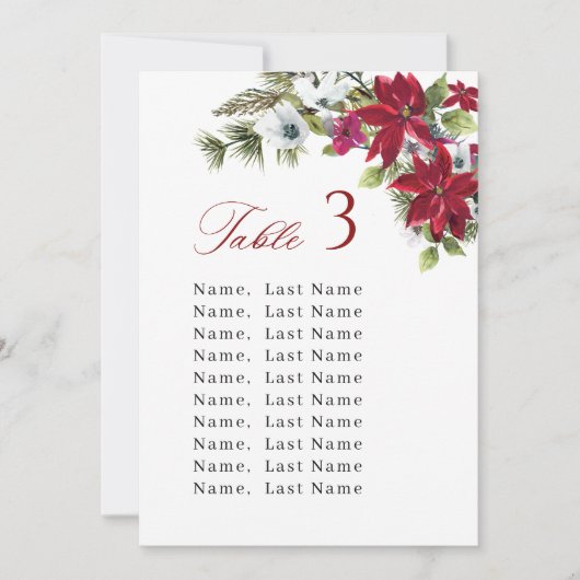 Winterkarten für Hochzeiten Tischnummer (Vorderseite)
