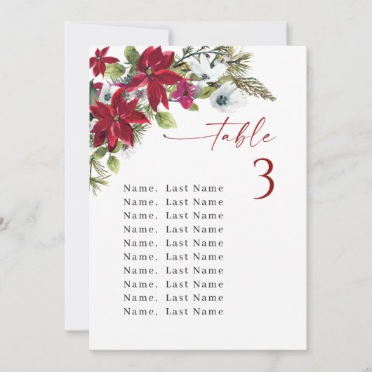 Winterkarten für Hochzeiten Tischnummer (Vorderseite)