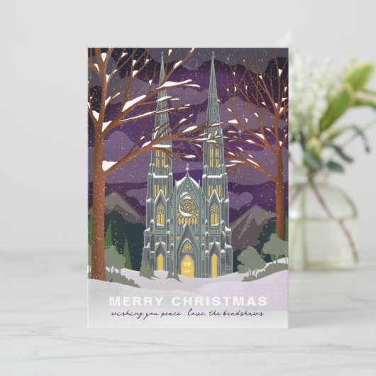 Winterkathedral Illustriertes Weihnachten Lila (Stehend Vorderseite)